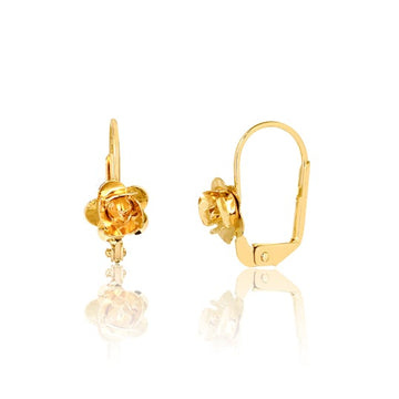 18K Gold Layered Oro Laminado Texturized Flower Leverback Kids Earrings Wholesale 21.0455